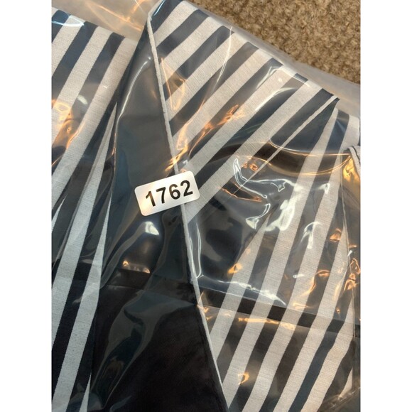 Calvin Klein Dress Womens 2 Sleeveless Fit & Flare Silk V-Neck Black Striped - Picture 8 of 8